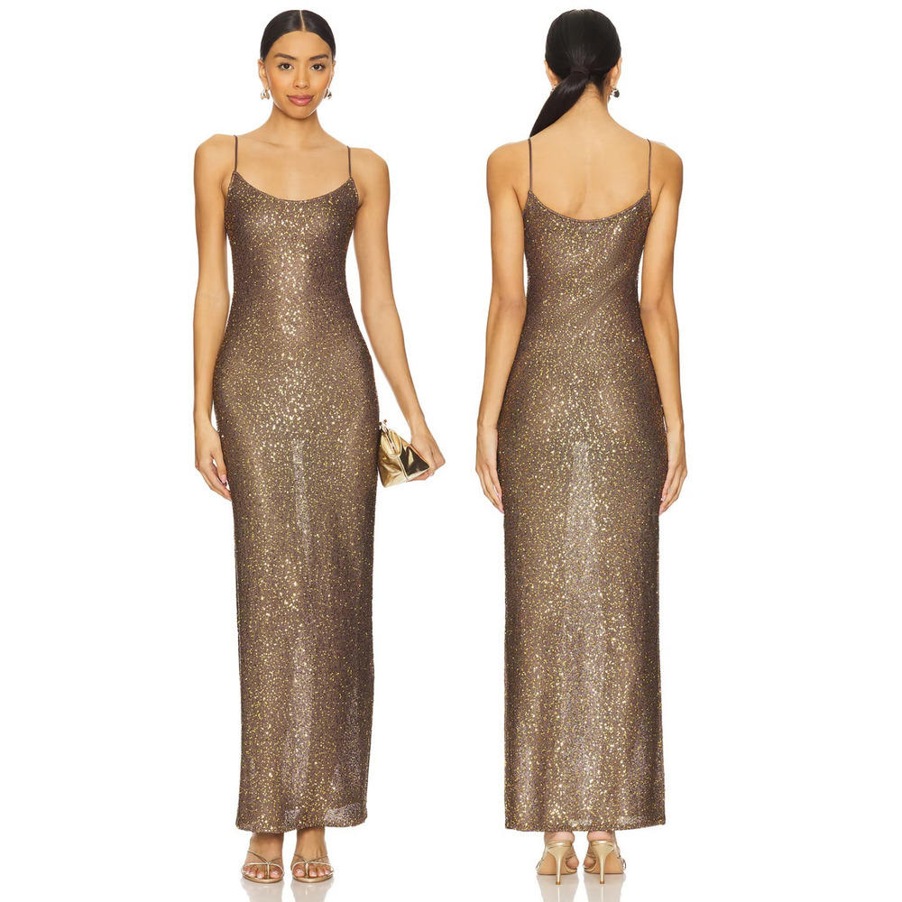Lovers and Friends Rossa Maxi Dress Sequin Knit Evening Cocktail Party Prom M